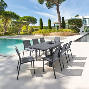 Mesa Piazza extensible aluminio 90/180x90xh 75 cm. Grafito