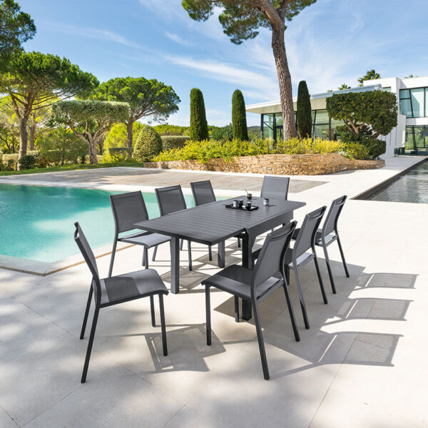 Mesa Piazza extensible aluminio 90/180x90xh 75 cm. Grafito