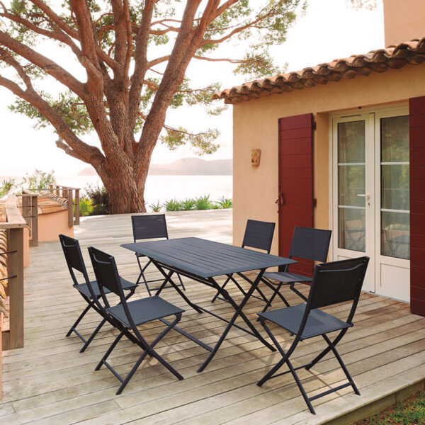 Mesa Azúa Modula aluminio plegable 150x80 cm. Color grafito - Imagen 4