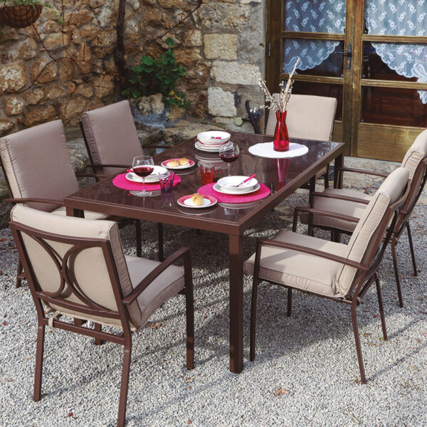 Conjunto Madeira. Mesa acero/vidrio 170x100x74 cm - Imagen 2