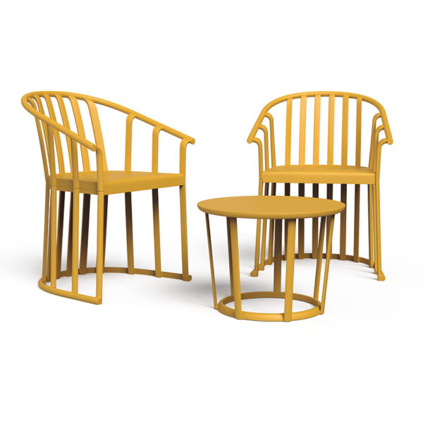 Conjunto Raff Toscano resina. 2 sillones + mesa