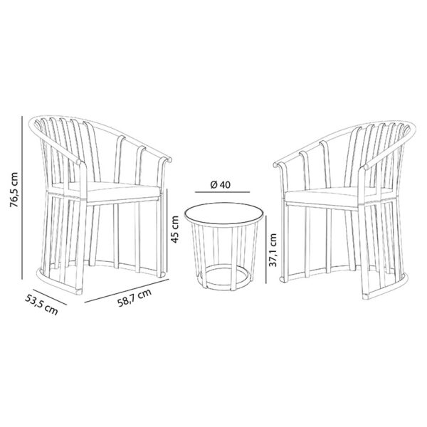 Conjunto Raff Toscano resina. 2 sillones + mesa - Imagen 2