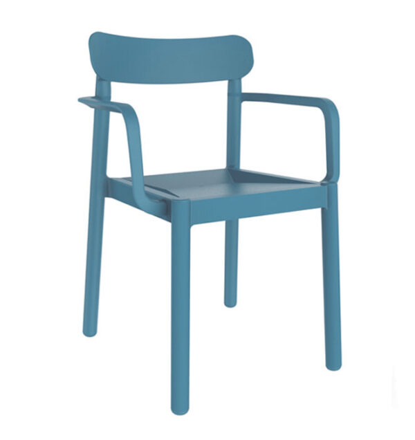 Silla Elba con brazos. Color azul retro