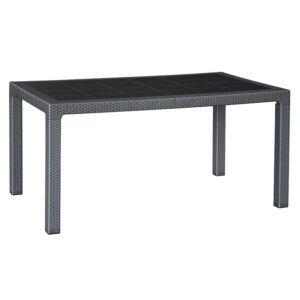 Mesa Elegante imitación ratán resina 150x90 xh72 cm. Antracita.
