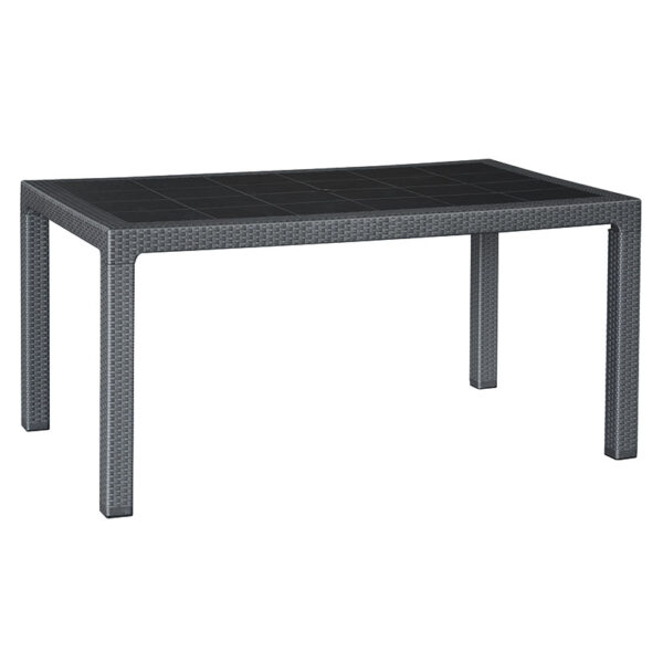 Mesa Elegante imitación ratán resina 150x90 xh72 cm. Antracita.