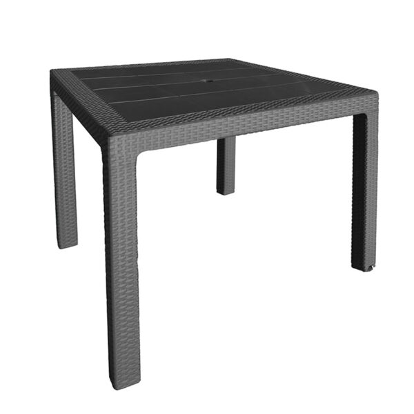 Mesa Elegance imitación ratán resina 80x80xh. 72 cm. Color antracita