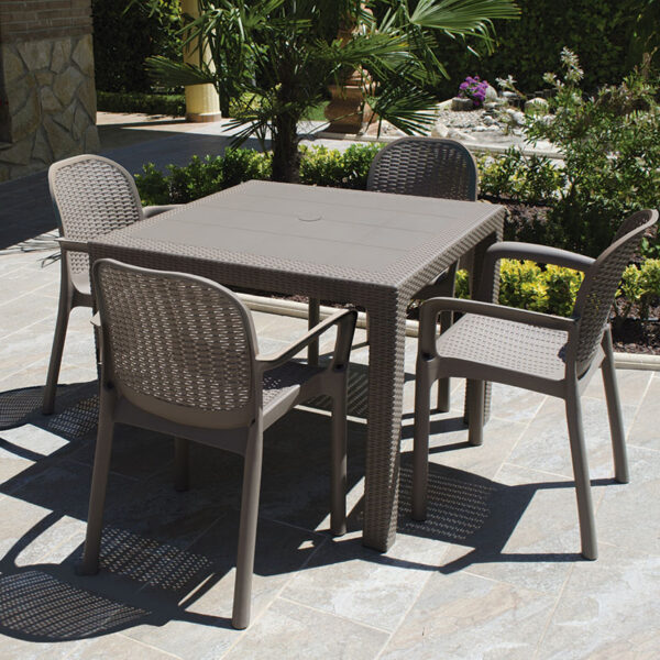 Mesa Elegance imitación resina 80x80xh. 72 cm. Taupe. - Imagen 2