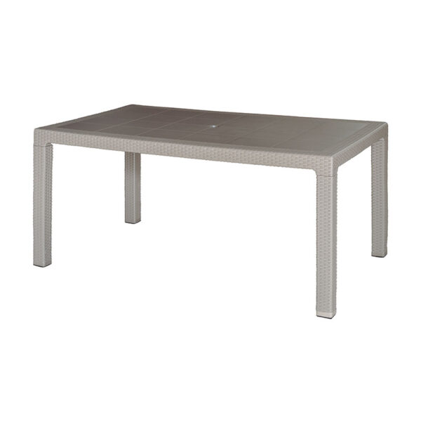 Mesa Elegance imiatación ratán resina 150x90xh. 72 cm. Taupe