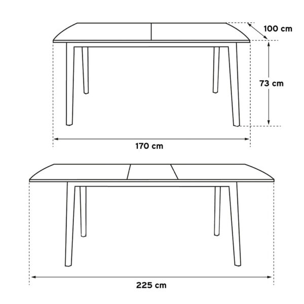 Mesa atlantic 170/225x100xh. 73 cm Blanca - Imagen 2