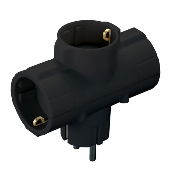 Adaptador triple tt cera.10a - 250v duolec negro DUOLEC