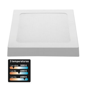 Downlight LED cuad.superficie. 18W.3CCT.