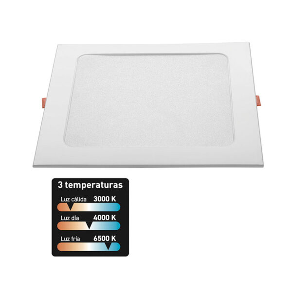 Downlight LED cuad. empotrar. 18W.3CCT.