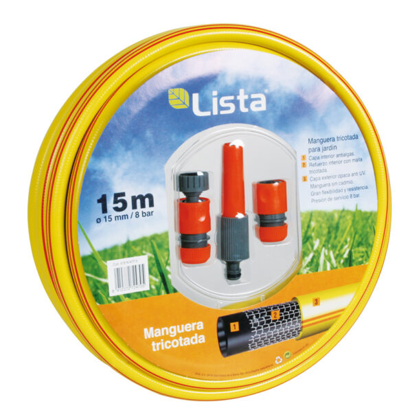 Kit manguera tricotada Plus Lista 15 mm 15 m