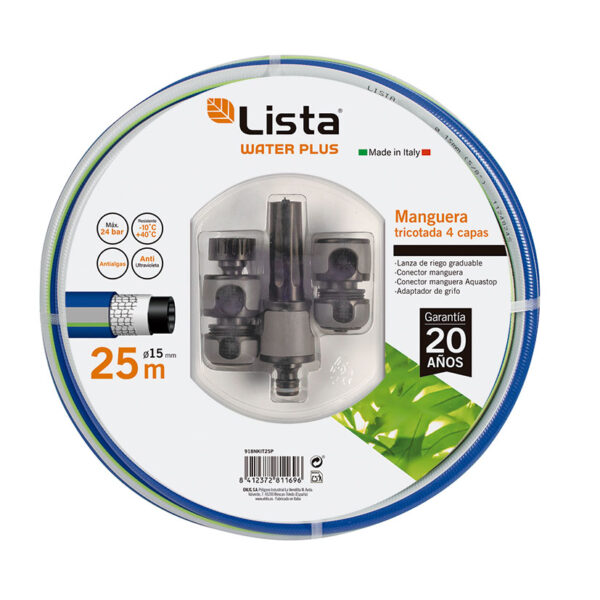 Kit manguera tricotada Plus Lista 15 mm 25 m