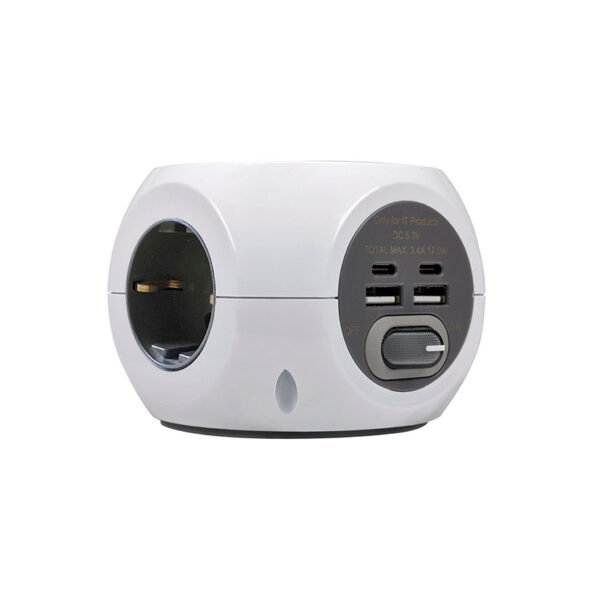 Base múltiple combiball con 3 tomas + 2 usb a + 2 usb c