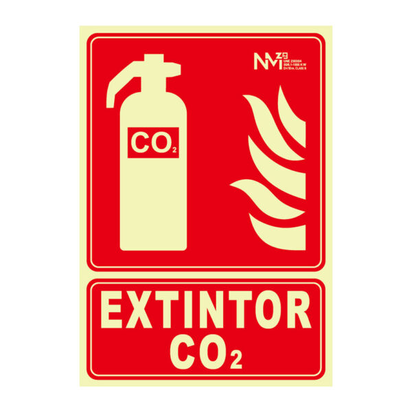 Señal extintor co2 pvc 0,7 clase b 210x300mm