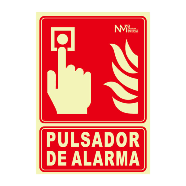 Señal pulsador pvc 0,7mm clase b 210x300mm