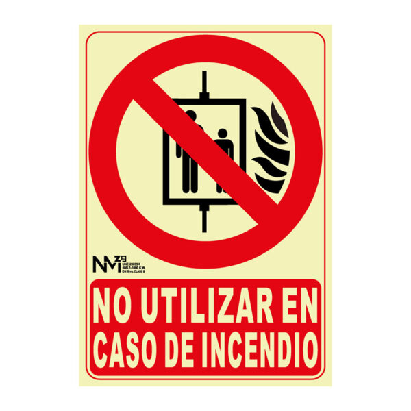 Señal no ut en caso de incendio pvc 0,7mm clase b 210x300mm