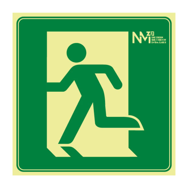 Señal salida emergencia izda pvc 0,7mm clase b distancia de vision 10