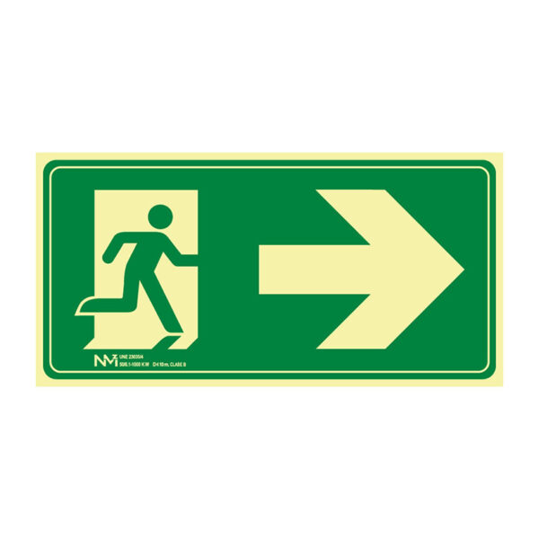Señal evacuación flecha derecha pvc 0,7mm clase b