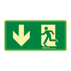 Señal evacuación flecha abajo pvc 0,7mm clase b