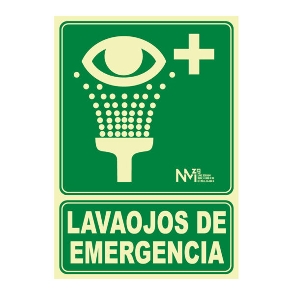 Señal lavaojos de emergencia pvc 0,7mm clase b distancia de vision 10