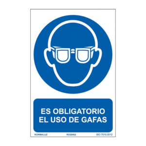 Señal oblig el uso de gafas pvc 0,7mm 210x300mm