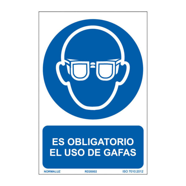 Señal oblig el uso de gafas pvc 0,7mm 210x300mm