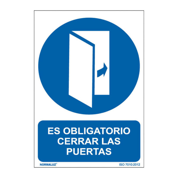 Señal obligatorio cerrar las puertas pvc 0,7mm 210x300mm