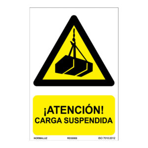 Señal peligro atencion carga suspendida pvc 0,7mm 210x300mm
