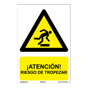 Señal peligro riesgo de tropezar pvc 0,7mm 210x300mm