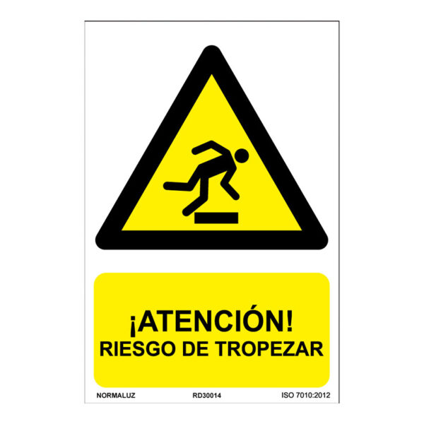 Señal peligro riesgo de tropezar pvc 0,7mm 210x300mm