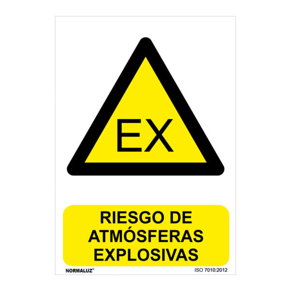 Señal peligro atmosferas explosivas pvc 0,7mm 210x300mm