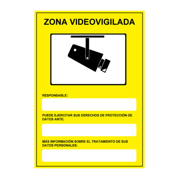 Señal peligro zona videovigilada pvc 0,7mm 210x300mm