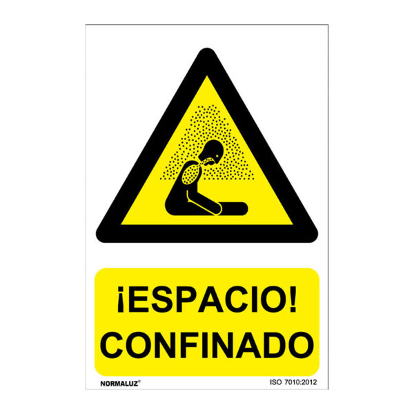 Señal peligro espacio confinado pvc 0,7mm 210x300mm