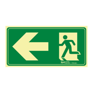 Señal evacuación flecha izquierda pvc 1mm clase a distancia de vision
